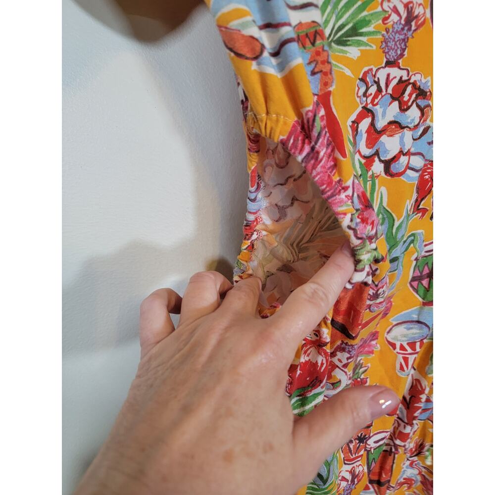 Zara Yellow Tropical Floral Print Mini Dress - Picture 5 of 8